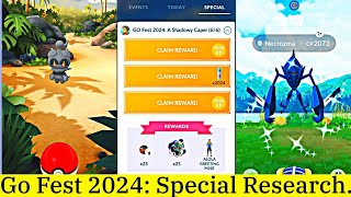 Go Fest 2024 A Shadowy Caper Special Research Rewards Pokemon Go  Marshadow amp Shiny Necrozma Catch [upl. by Sussman]