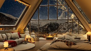 ❄Cozy Winter Night in Cabin Bedroom With Fireplace and Relaxing Jazz  Piano Music for Relax amp Sleep [upl. by Eixela]