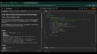 Day 105 Take K of Each Character From Left and Right  LeetCode Daily Vibes [upl. by Gavette]