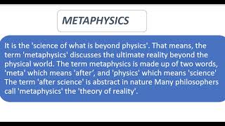 MetaPhysics  Branches of Philosophy [upl. by Aihsilef255]