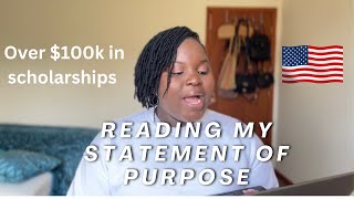 READING MY STATEMENT OF PURPOSE STEM PHD PROGRAM  FULLY FUNDED IN THE USA [upl. by Yeliab]