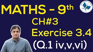 9th Class Maths solutions ch 3 Exercise 34 Q1ivvi  FAST MATHEMATICS TUTORIALS [upl. by Aruabea]