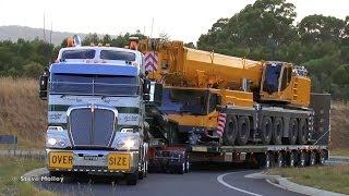 Membreys Kenworth K200 and unloading Liebherr LTM 1350 [upl. by Liagibba]