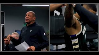 Milwaukee Bucks locker room celebration and speech after the bucks win over the Clippers [upl. by Enelahs556]