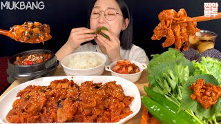 한국인의 밥상🍚 우렁쌈밥 amp 매콤제육볶음 먹방 Ssambab amp Jeyuk bokkeum Korean Food REAL SOUNDMUKBANGASMR [upl. by Natlus]