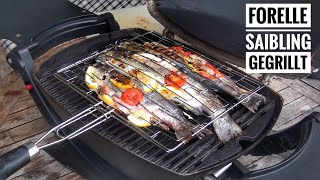 05 Forelle und Saibling vom Weber Baby Q Gasgrill  frisch gefangen auf den Tisch [upl. by Kruter]