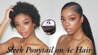 How To Sleek Down Ponytail on 4c Hair Draw String Ponytail No Heat [upl. by Madeleine]