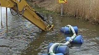 Dredging Channel wih Excavator and Dragflow pump [upl. by Brentt882]