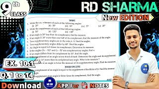 Ex 101 Q1 to Q13  RD Sharma Class 9  Chapter 10 Lines and Angles  CBSE  MD Sir 9 [upl. by Araec272]