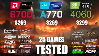 RTX 4060 8GB vs ARC A770 16GB vs RX 6700 10GB  R9  7950X3D  1080p  25 Games Tested [upl. by Dong202]