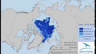 Arctic sea ice age and extent from 1978 to 2015 [upl. by Ardnuas]