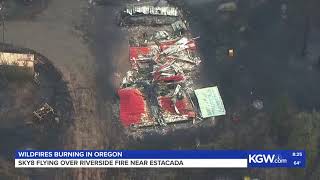 Watch Sky8 flying over Riverside Fire near Estacada Oregon [upl. by Onilegna]