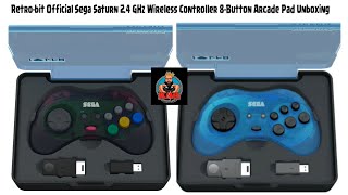 Retrobit Official Sega Saturn 24 GHz Wireless Controller 8Button Arcade Pad by Retrobit Unboxing [upl. by Olocin]