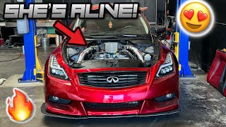 SHES ALIVE  First startup on my Built 750HP Turboed G37 Coupe [upl. by Ybreh978]