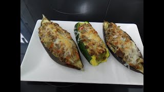 Berenjena rellena y calabacin relleno de carne picada y de verduras [upl. by Thurmond]