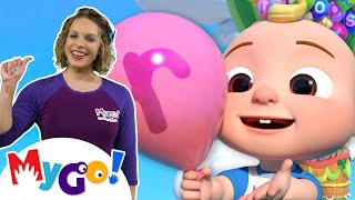 ABC Song With Balloons  More  MyGo Sign Language For Kids  CoComelon  Nursery Rhymes  ASL [upl. by Acire]