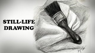 How to Draw a Paint Brush and Drapery StillLife Drawing Arpana Art Room [upl. by Belac]