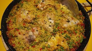 Riz au poulet facile et rapide un peu façon paella طريقة تحظير الأرز بالدجاج في 20 دقيقه [upl. by Tenom48]