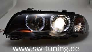 Angel Eye Scheinwerfer BMW E46 LimoTouring Standlichtringe black SWTuning [upl. by Nnair]