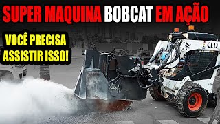 BOBCAT S750 ABRINDO VALA NO ASFALTO [upl. by Chaffin]