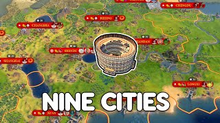 I hit NINE CITIES with Colosseum 18 Amenities  Civ 6 Wu Zetian Leader Pass [upl. by Damalas]