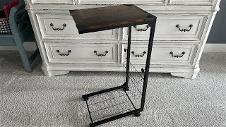 Adjustable Height C Shaped Side Table with Wheels [upl. by Eugilegna327]