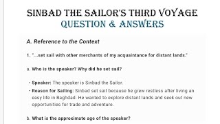 Sinbad the Sailors Third Voyage class 7 english question and answers [upl. by Jeggar]