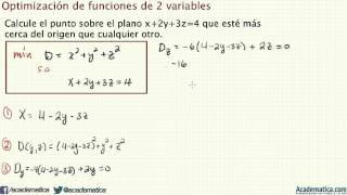 Optimización de funciones de dos variables  Ejemplo 130807 [upl. by Lladnor]