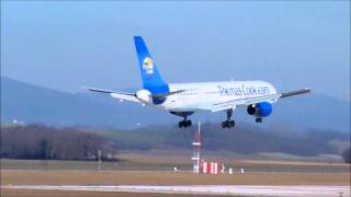 Landing B757200 Thomas Cook Grenoble Isere Airport LFLS [upl. by Jen]