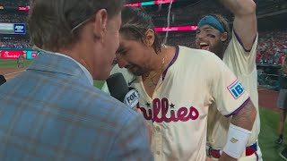 Nick Castellanos Postgame Interview after Hitting a Walk Off to Tie the Series [upl. by Angelita]