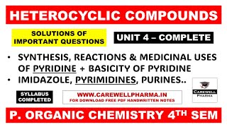 Unit 4 Complete  Heterocyclic compounds  Pyridine Pyrimidine Imidazole Purine  poc 3 4th semester [upl. by Goodhen]