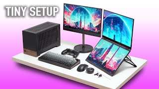 COMPACT PORTABLE PRODUCTIVITY GAMING PC DESK SETUP  Palit RTX 4080 SUPER Infinity 3 OC SFF READY [upl. by Gerrard]