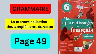 Grammaire Mes apprentissages en français 6 AEP page 49 [upl. by Neisa]