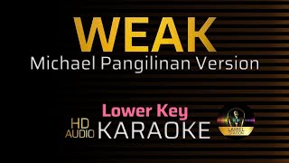 WEAK  Michael Pangilinan Version  KARAOKE  Male Lower Key [upl. by Ainslie]