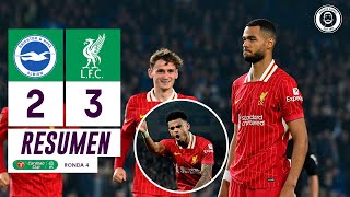 👏 GAKPO a lo RIVALDO y LUIS DÍAZ meten al Liverpool en CUARTOS de Carabao  Resumen 23 Brighton [upl. by Secunda602]