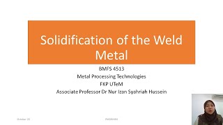 Solidification of the Weld Metal [upl. by Odrautse]