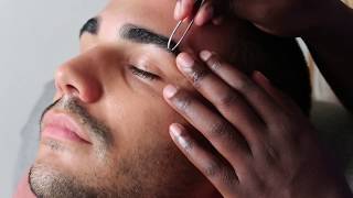 Relaxing Eyebrows Tweezing amp Plucking ASMR Shaping amp Reducing Huge Eyebrows [upl. by Odlaw]