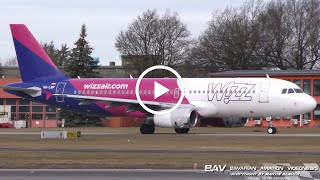 Airbus A320  Wizz Air HALWP  takeoff at Memmingen Airport [upl. by Ardiedal644]