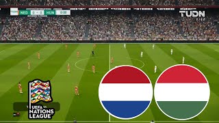 Netherlands vs Hungary 40  UEFA Nations League 2425  Match Highlights  Video Game Simulation [upl. by Edwyna]