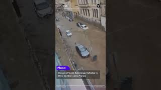 Massive Floods Submerge Vehicles in RivedeGier Loire France [upl. by Anaicilef]