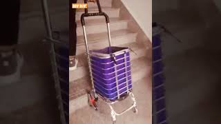 MY DIY Climb Stair Shopping Cart Foldable With 8 WHEELS Grocery Carts with Removable Waterproof Bag [upl. by Enoitna]