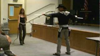 Toastmasters got talent  Bullwhip routine part 1  DeeAnne amp Rob Gunnemann [upl. by Ordnael]