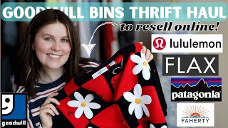 EPIC Goodwill Bins Thrift Haul to Resell Online from Home Lululemon FLAX Faherty Free People [upl. by Jaye475]