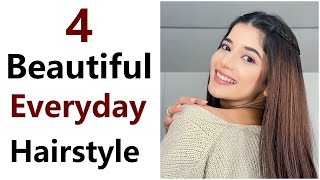 4 stylish easy everyday hairstyle  open hairstyle  easy hairstyle  hairstyles [upl. by Tacklind]