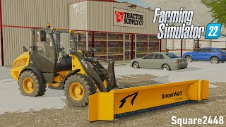 Snow Plowing At Tractor Supply Deere Loader  FS22 [upl. by Ragan368]