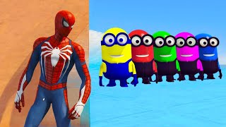 GTA 5 Epic Ragdolls RED SPIDERMAN VS RED MINION VS GREEN MINION Euphoria Physics amp Funny Fails [upl. by Pedaiah]