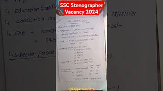 SSC Stenographer Vacancy 2024  SSC Steno Syllabus Age Salary Qualification By Rojgar Warriors [upl. by Ettenan274]