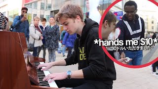 I played GIORNOS THEME on piano in public [upl. by Aruon]