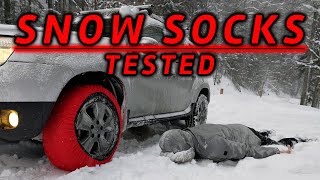 SNOW SOCKS VS SNOW CHAINS  Traction test amp brake test [upl. by Ainoyek738]