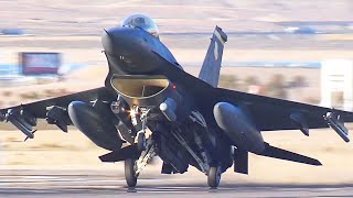 F16 Fighting Falcon Fighter Jet Take Off US Air Force [upl. by Aihcila]